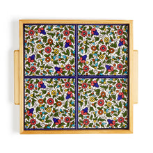 画像をギャラリービューアに読み込む, Hand-Painted Ceramic Tiled Tray with Wooden Surround Made In Bethlehem