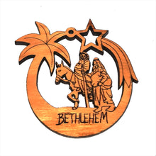 Load image into Gallery viewer, Christmas Tree 2D Decoration Flight To Egypt Handmade out of Olive Wood in Bethlehem
