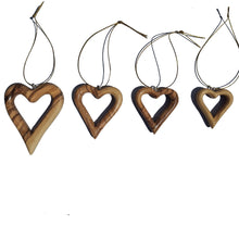Load image into Gallery viewer, Hand Crafted Olive Wood Single Heart Hanging Decoration - various sizes