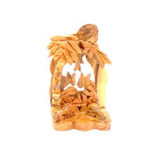 Load image into Gallery viewer, Olive Wood Pointed Roof Nativity With Star Of Bethlehem Hand Made In Bethlehem