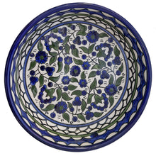 画像をギャラリービューアに読み込む, Hand-Painted Blue, Green and White Round Ceramic Serving Dish Made In The Holy Land - small