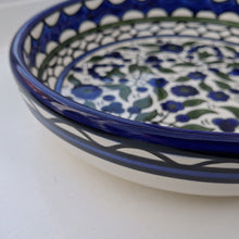 画像をギャラリービューアに読み込む, Hand-Painted Blue, Green and White Round Ceramic Serving Dish Made In The Holy Land - small
