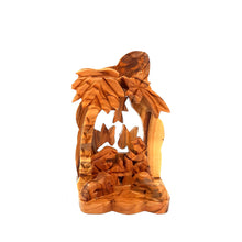 Load image into Gallery viewer, Olive Wood Pointed Roof Nativity With Star Of Bethlehem Hand Made In Bethlehem