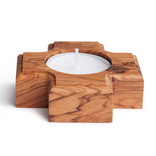画像をギャラリービューアに読み込む, Handmade Olive Wood Cross Tea Light Holder, Candle Holder Made in Bethlehem