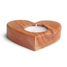 画像をギャラリービューアに読み込む, Handmade Olive Wood Heart Shape Tea Light Holder, Hand Carved Candle Holder OWS 006