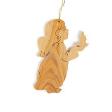 Load image into Gallery viewer, Angel With Candle Christmas Decoration Made From Olive Wood In The Holy Land Bethlehem