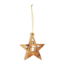 画像をギャラリービューアに読み込む, Nativity Scene In Star Christmas Tree Decoration Made From Olive Wood In Bethlehem OWO 046