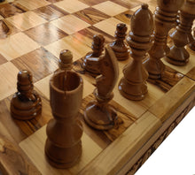 Load image into Gallery viewer, Chess Board, Handmade Olive Wood Chess Board With Detailed Individually Carved Figures Deluxe OWZ 001