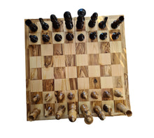 Load image into Gallery viewer, Chess Board, Handmade Olive Wood Chess Board With Detailed Individually Carved Figures Deluxe OWZ 001