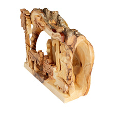 画像をギャラリービューアに読み込む, Nativity Scene Hand Carved Into An Olive Tree Log Made In Bethlehem The Holy Land Medium Size OWO 035