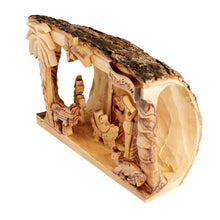 画像をギャラリービューアに読み込む, Hand Carved Olive Wood Nativity Scene, Log Nativity Set From Bethlehem - XL OWO 035