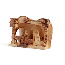 画像をギャラリービューアに読み込む, Nativity Scene Hand Carved Into An Olive Tree Log Made In Bethlehem The Holy Land Medium Size OWO 035