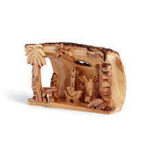 画像をギャラリービューアに読み込む, Hand Carved Olive Wood Nativity Scene, Log Nativity Set From Bethlehem - XL OWO 035