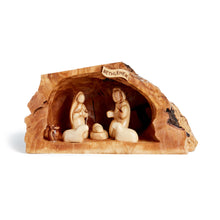 画像をギャラリービューアに読み込む, Hand Carved Small Cave Nativity Scene From Bethlehem - Various Sizes - OWO 098