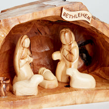 画像をギャラリービューアに読み込む, Hand Carved Small Cave Nativity Scene From Bethlehem - Various Sizes - OWO 098