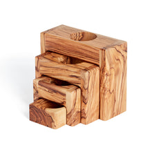 画像をギャラリービューアに読み込む, Tealight Holder 4 Piece Set Stacking Candle Holder Handmade Out Of Olive Wood In Bethlehem The Holy Land OWS 009
