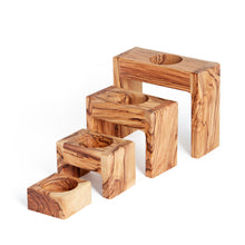 画像をギャラリービューアに読み込む, Tealight Holder 4 Piece Set Stacking Candle Holder Handmade Out Of Olive Wood In Bethlehem The Holy Land OWS 009