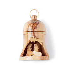 Load image into Gallery viewer, 3D Hanging Nativity Bell Decoration, Hand Made, Olive Wood Carving - OWBG 002 - Various Sizes