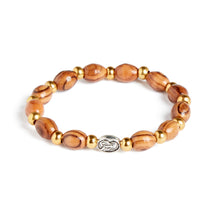 画像をギャラリービューアに読み込む, Gold Bead & Olive Wood Handmade Bead Bracelet