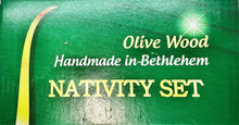 画像をギャラリービューアに読み込む, Green gift box wording, Olive wood, hand made in Bethlehem, nativity set