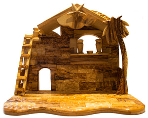 olive wood stable, made in Bethlehem. Star of Bethlehem
