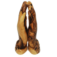 Load image into Gallery viewer, Hand carved olive wood praying hands made in Bethlehem