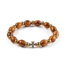 画像をギャラリービューアに読み込む, Hand Crafted Olive Wood Golden Beads Bracelet