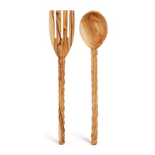 画像をギャラリービューアに読み込む, Hand Carved Olive Wood Salad Serving Set