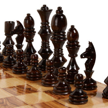 Load image into Gallery viewer, Chess Board, Handmade Olive Wood Chess Board With Detailed Individually Carved Figures Deluxe OWZ 001