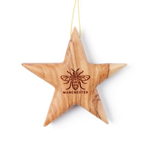 画像をギャラリービューアに読み込む, Manchester Worker Bee Star Hanging Decoration Handmade Out Of Olive Wood