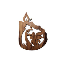 Load image into Gallery viewer, Christmas Tree Decoration Nativity Scene & Shooting Star In Candle 2D Handmade Of Olive Wood In Bethlehem The Holy Land