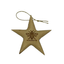 画像をギャラリービューアに読み込む, Manchester bee olive wood star decoration, differing grains