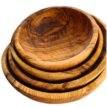 画像をギャラリービューアに読み込む, Set Of 4 Hand Carved Solid Olive Wood Stacking Bowls