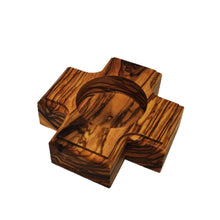 画像をギャラリービューアに読み込む, Handmade olive wood cross shaped tea light candle holder, hand made in Bethlehem