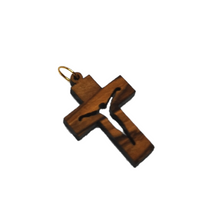 画像をギャラリービューアに読み込む, Handmade in Bethlehem olive wood cross pendant