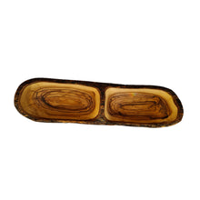 画像をギャラリービューアに読み込む, Natural Finish Double Olive Wood Serving Bowls