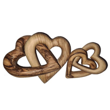 画像をギャラリービューアに読み込む, Love Hearts Entwined Linked Handmade Olive Wood Hearts of Love OWSN - Various Sizes