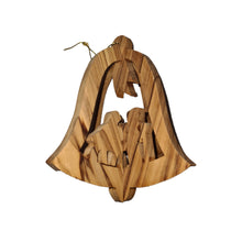Load image into Gallery viewer, Christmas Tree Decoration Flight to Egypt In Bell 3D Handmade Of Olive Wood In Bethlehem The Holy Land OWO 039