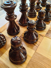 Load image into Gallery viewer, Chess Board, Handmade Olive Wood Chess Board With Detailed Individually Carved Figures Extra Large OWZ 001