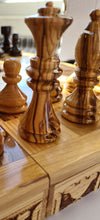Load image into Gallery viewer, Chess Board, Handmade Olive Wood Chess Board With Detailed Individually Carved Figures Extra Large OWZ 001