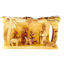 画像をギャラリービューアに読み込む, Hand Carved Olive Wood Nativity Scene, Log Nativity Set From Bethlehem - XL OWO 035
