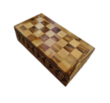 Load image into Gallery viewer, Chess Board, Handmade Olive Wood Chess Board With Detailed Individually Carved Figures Small