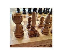 Load image into Gallery viewer, Chess Board, Handmade Olive Wood Chess Board With Detailed Individually Carved Figures Large