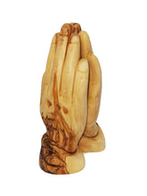 Load image into Gallery viewer, Hand carved olive wood praying hands made in Bethlehem
