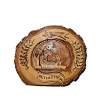 Load image into Gallery viewer, Handmade Olive Wood Round Bethlehem Nativity Scene OWO 091