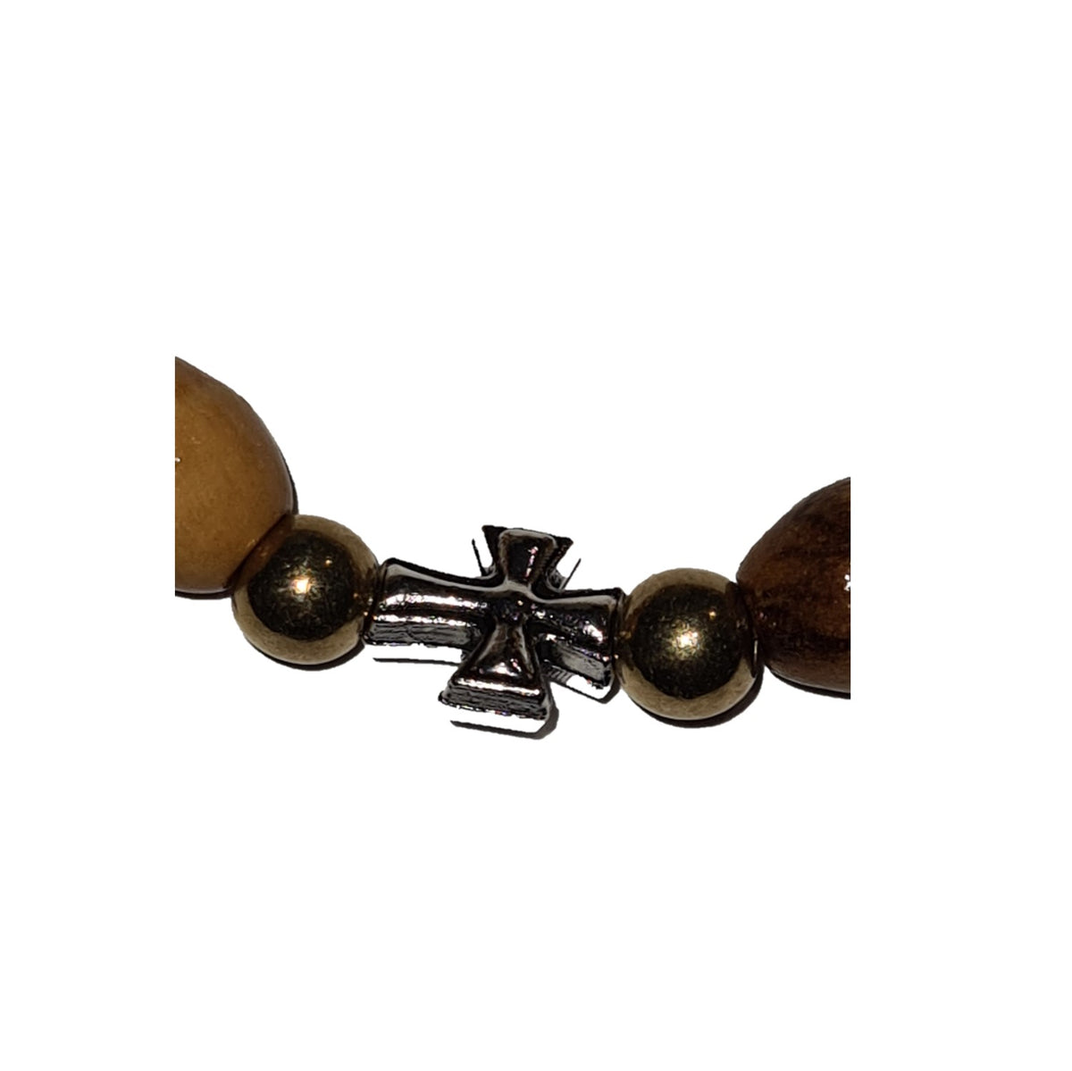 Handmade Olive Wood Bead Bracelet With Silver Cross – From The Olive Tree