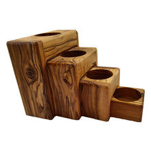 Load image into Gallery viewer, Tealight Holder 4 Piece Set Stacking Candle Holder Handmade Out Of Olive Wood In Bethlehem The Holy Land OWS 009
