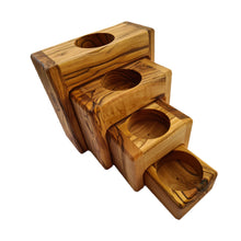 画像をギャラリービューアに読み込む, Tealight Holder 4 Piece Set Stacking Candle Holder Handmade Out Of Olive Wood In Bethlehem The Holy Land OWS 009