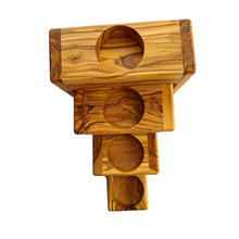 Load image into Gallery viewer, Tealight Holder 4 Piece Set Stacking Candle Holder Handmade Out Of Olive Wood In Bethlehem The Holy Land OWS 009
