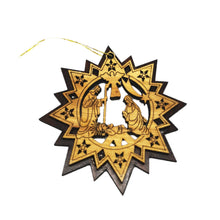 画像をギャラリービューアに読み込む, Star Shaped Nativity Scene Double Layered Christmas Tree Decoration Made of Olive Wood in Bethlehem